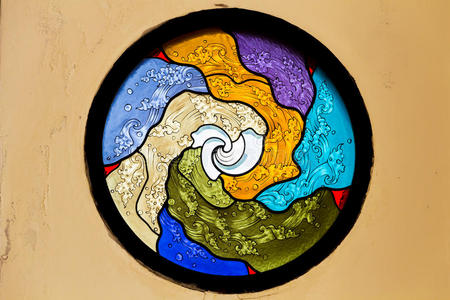 形象 颜色 艺术品 吸引力 信仰 玻璃 教堂 在室内 圆圈