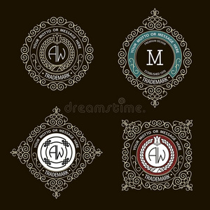 古董优雅的餐厅菜单设计优雅复古洛可可深绿色标签优雅的洛可可徽章