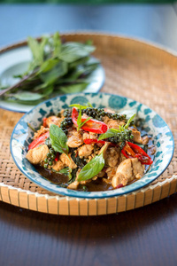 午餐 猪肉 盘子 虚拟企业 烹饪 泰语 热的 咖喱 晚餐