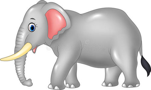 卡通非洲大象孤立在白色背景上