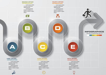 5个步骤在进行箭头模板信息设计模板与5个选项