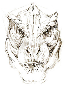 恐龙画铅笔素描照片