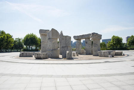 亚洲中国，北京，建和公园，广场，石雕
