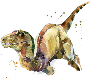 恐龙画水彩画。