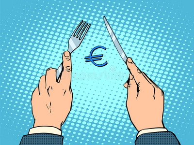 欧洲欧元刀叉金融概念