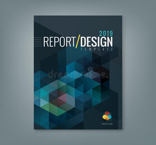 摘要六边形立方体图案背景设计为企业业务年度报告书封面