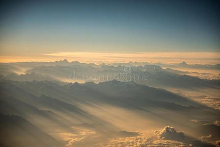 飞机 全景图 冰川 国家 徒步旅行 攀登 珠穆朗玛峰 昆布
