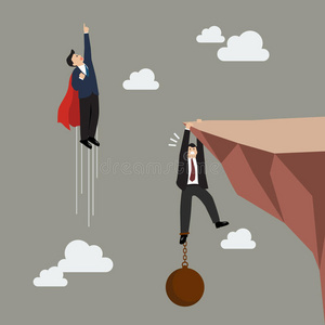 商人超级英雄飞过商人负重悬崖勒马照片