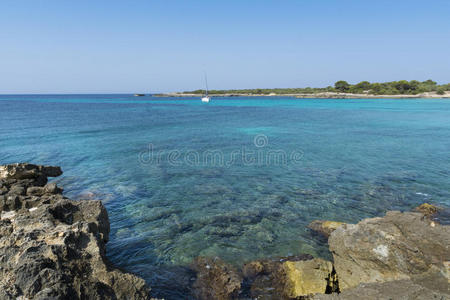 海滨 埃斯帕纳 岩石 梅诺卡 海湾 欧洲 目的地 米诺卡