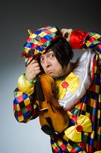 丑角 快乐 服装 马戏团 音乐 艺人 假日 幽默 小提琴