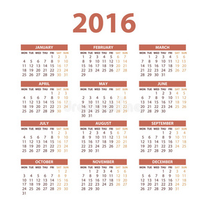 2016年日历插图矢量颜色设计