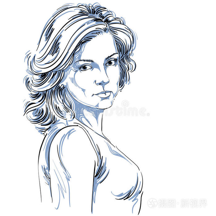 手绘矢量插图美丽自信的女人