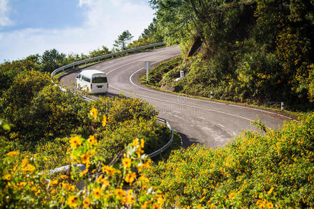 泰国 路边 亚洲 开车 小山 高的 自然 街道 工程 高速公路