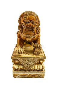 中国狮子雕像孤立白色背景