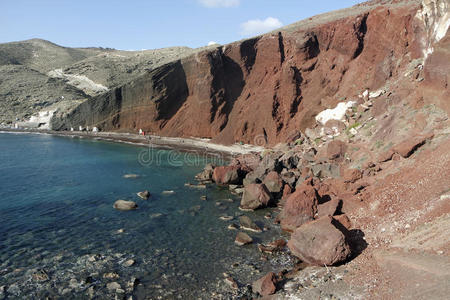 欧洲 自然 风景 岩石 圣托里尼 村庄 假期 海岸 海滩