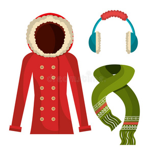 围巾 插图 要素 圣诞节 时尚 服装 寒冷的 收集 手套