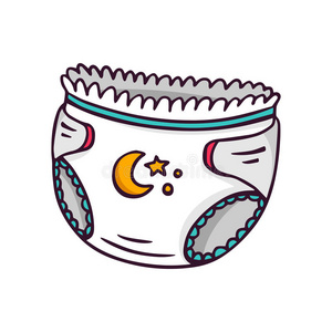 婴儿尿布,明亮的矢量儿童插图月亮光鱼的梦想卡通月亮儿童按数字教育