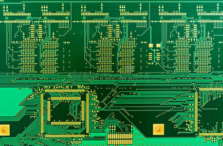 空白的电路空白绿色印刷电路板(pcb)照片