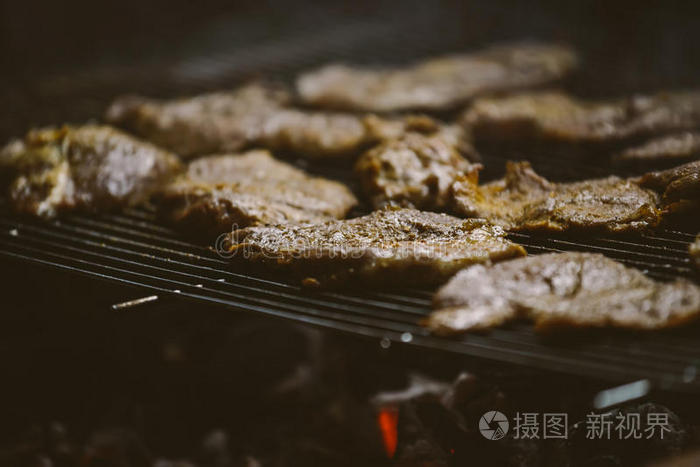 午餐 准备 烹调 牛排 食物 烤的 热的 复古的 美食家