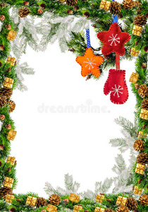 圣诞框架与冬青装饰贺卡