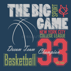 篮球T恤平面设计。 纽约