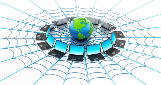 带有蜘蛛网的全球计算机网络