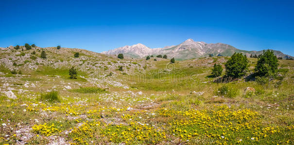 格兰萨索山顶在坎波高原，阿布鲁佐，意大利