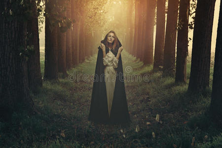 女人 幻想 操纵 神秘的 仙女 奇怪的 森林 梦想 连衣裙