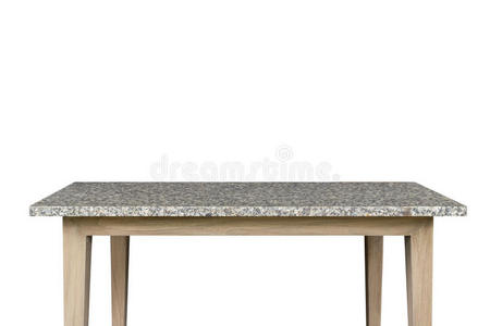 白色背景上隔离的花岗岩石桌的空顶