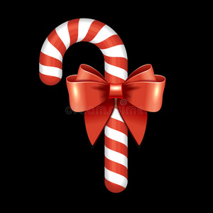 圣诞糖果手杖与红色丝带。 矢量