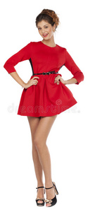 穿着红裙子的时装模特