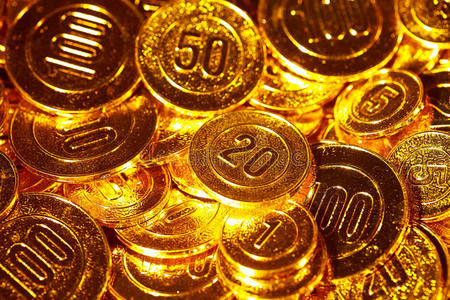 一堆漂浮金币图片