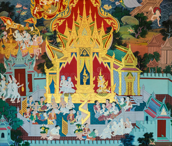 佛陀 古董 佛教 文化 艺术 泰国 天使 形象 壁画 文学