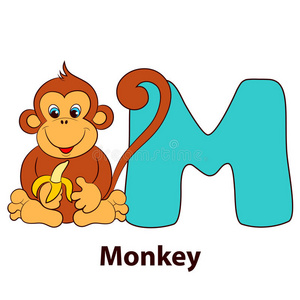 插图字母m和猴子。