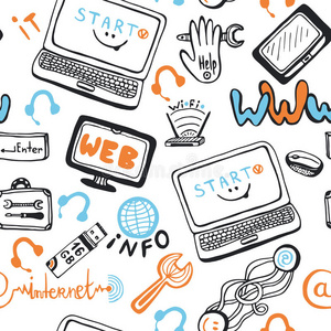 计算机修复中心矢量无缝图案照片