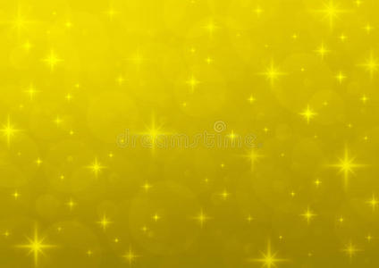 金色模糊的光与闪亮的星星