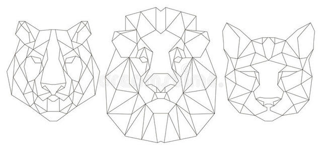 机器人三视图动物头部三角形图标的正面视图照片