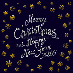 金色发光快乐圣诞黄金闪闪发光的字体设计。 矢量插图EPS10