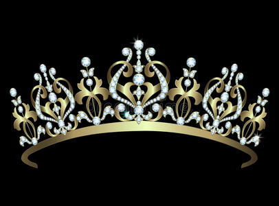 戴着钻石的金色王冠照片