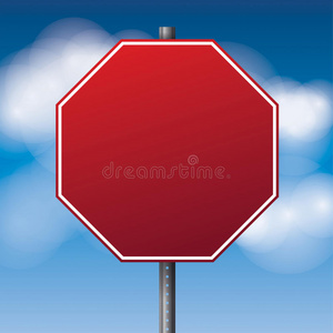 空白红色道路停车标志插图