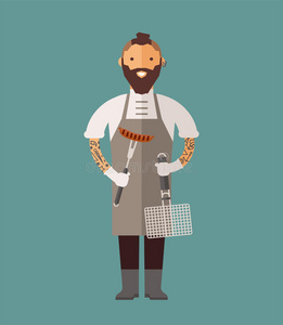 食物 烧烤 烤架 意大利语 咖啡馆 美味的 插图 卡通 男人