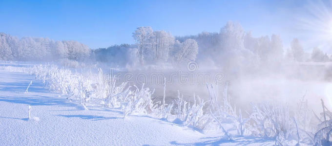 霜冻的冬季自然