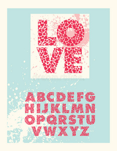 插图 招呼 信件 浪漫的 假日 情人 打印 字母表 可爱的