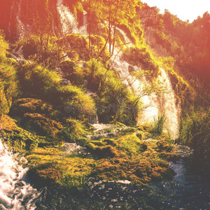 克罗地亚普里特维兹国家公园瀑布