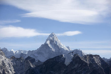 风景 喜马拉雅山脉 阿尔卑斯山 昆布 冰冷的 冻结 云景