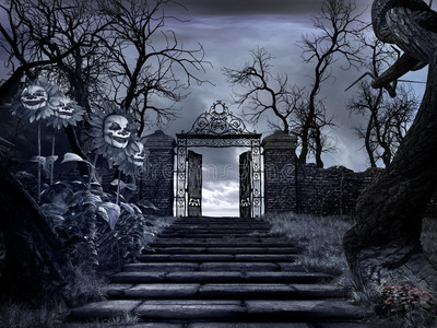 恐怖的大门图片-恐怖的大门素材-恐怖的大门插画-摄图新视界