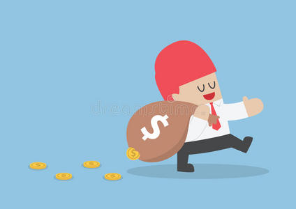 商人从漏袋里赔钱照片