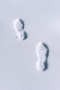 雪地上的脚印。