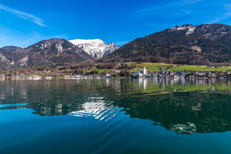 阿尔卑斯山 自然 看见 岩石 天空 湖边 国家的 春天 秋天
