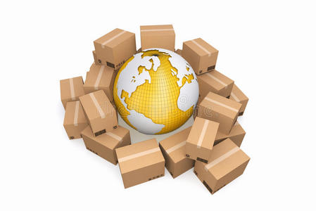 纸板箱。 货物交货和运输物流